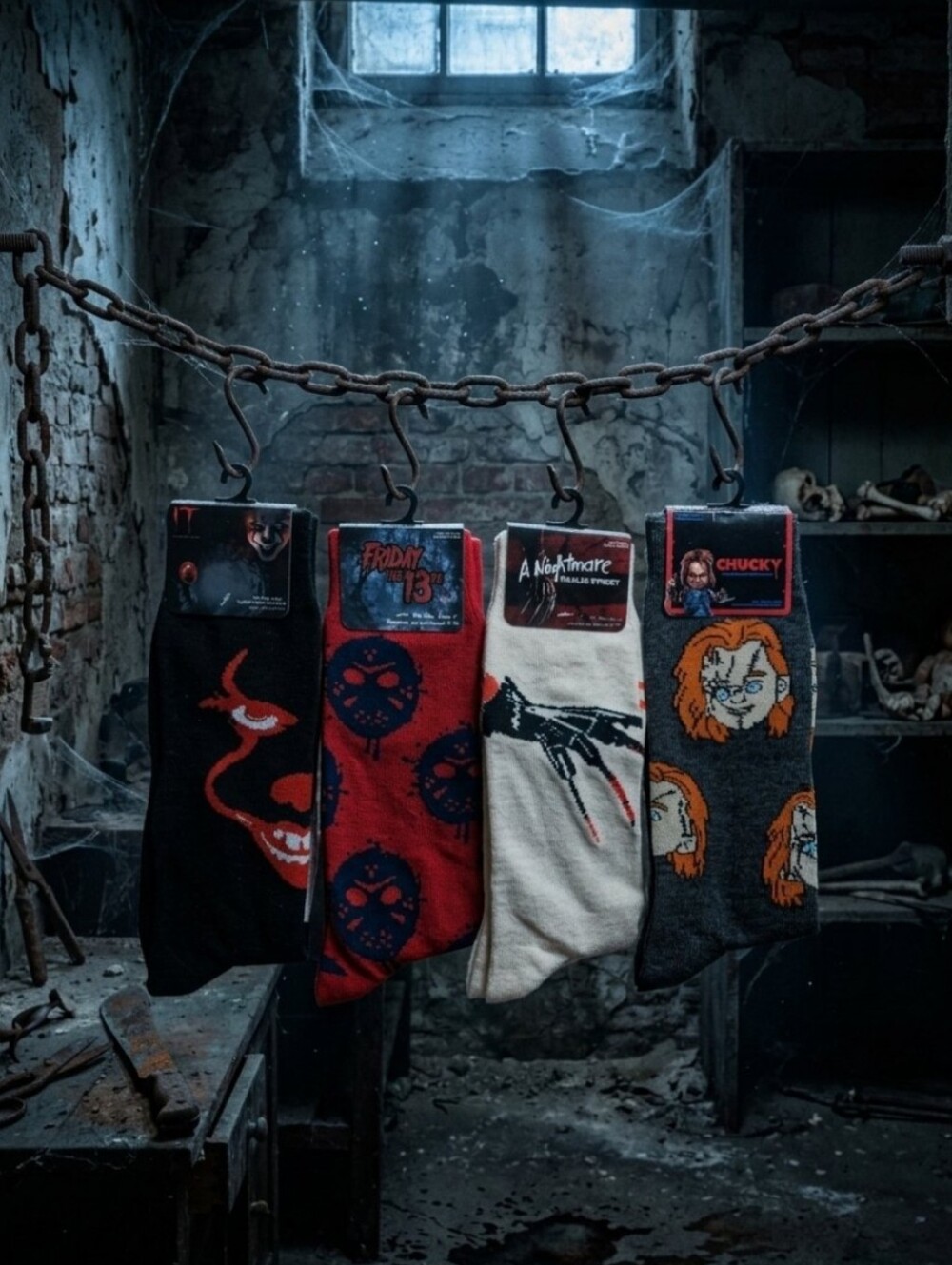 Set Of 4 Halloween Horror Movie Knee Socks NWT